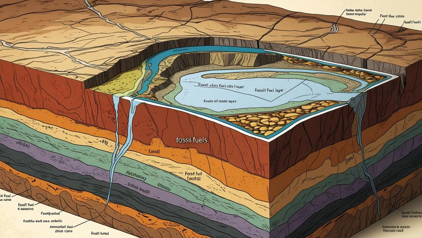 Layer of earth crust representing fossil fuel. Fossil fuels are a major driver of climate change, but genetically engineered organisms (genetic engineering) could provide sustainable alternatives.